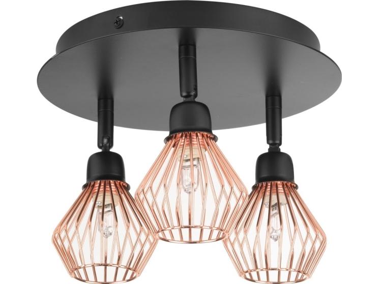 Loftslampe 3 Punkts Kobbermetal Loftslampe Volga fra Shumee